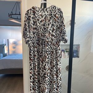 Maxi swim coverup leopard tie closure